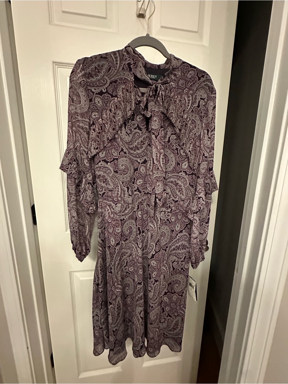Lauren Ralph Lauren Paisley Midi Dress in Burgundy and Cream NWT